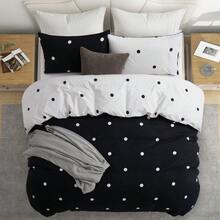 Soft Brushed Microfiber Duvet Bedding Set Wave Pattern For Household Bedroom - Black and White Dotted - View 4