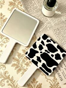 1pc Cow-Shaped Makeup Mirror, Square High-Definition Makeup Mirror With Handle, Portable Vanity Mirror, Suitable For Daily Makeup And Travel Use - Multicolor - View 8