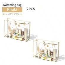 1 buah/2 buah Tas Pantai PVC Transparan, Tas Jinjing Transparan Tahan Air Kapasitas Besar dengan Banyak Kantong dan Desain Resleting, Cocok untuk Berenang, Kebugaran, dan Perjalanan - MultiWarna - View 26