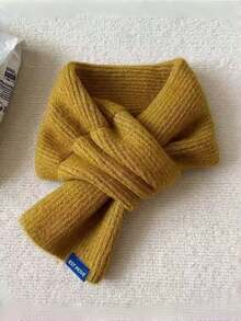 1pc Women's Knitted Scarf, Ins Style, Autumn/Winter New Short Solid Color Warm Student Korean Version Versatile Cross Neck Warmer Suitable For Daily Outdoor Wear - Multicolor - View 10