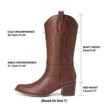 Women Mid-Calf Boots - Brown - View 6
