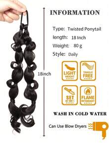 18-Inch Hand-Woven Wig With Curls And Naturally Voluminous Long Braids, French-Style Ponytail That Can Be Tied Into A High Ponytail. - Multicolor - View 4