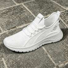 Retro Mesh Sneakers For Men & Women. Low-Top Lace-Up With Ankle Support, Non-Slip EVA Sole, Lightweight For Sports & All-Season Wear - 白色 - 查看 3