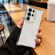1PC Popular Minimalist Cute Transparent Four-Corner Anti-Drop Pattern Android Phone Case, Compatible With Galaxy S25 Plus /Galaxy S25 Ultra/Galaxy Note20/Galaxy A52 5G/Galaxy S23 Ultra/Galaxy S22/ 13C 4G/Galaxy A35/Galaxy,SAM/Honor/Note13pro/S23 Ultra/S24 Ultra/S25/A56 Protective Cover - Clear - View 4