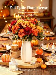 4pcs/24pcs Autumn Artificial Flowers, Perfect For DIY Home Decor Floral Arrangement, Suitable For Outdoor Display, Artificial Floral Arrangement, Rustic Floral Background, Wedding Table Decor And Photography Props - Multicolor - View 2