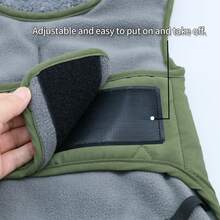 Winter Warm Dog Jacket With Reflective Quilted Strip, Equipped With Hidden Zipper Pocket And Adjustable Buckle, Suitable For Small And Medium Sized Dogs In Cold Weather Clothing - Dark Green - View 5