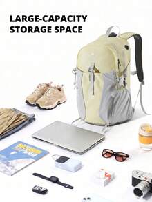 CAMEL CROWN Foldable Large Capacity Travel Bag Backpack Short Distance Travel Fitness Storage Bag - Moonlight Yellow - View 5