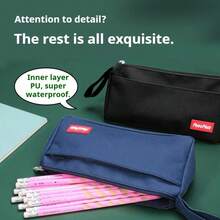 1pc/1set Minimalist Black Pencil Case, Large Capacity Stationery Storage, Durable And Sturdy, Suitable For Classroom Learning, Daily Storage, Office, School, Home Use, Back To School Season Essential - A - View 5