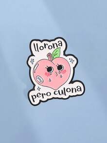 QIHOO 1PC Cartoon Blush Peach Enamel Brooch Spanish Text Lapel Pin Clothing Bag Cute Accessory - Multicolor - View 2