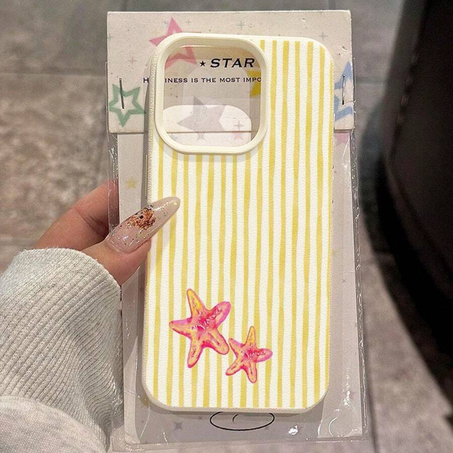條紋海星圖案時尚手機殼,適用於 iPhone 16/17/16 Pro/16 Plus/16 Pro Max,生日禮物、週年紀念 - 彩色 - 查看 1