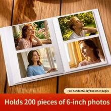 1 Photo Album For 4*6inch Photos, Large Capacity, Full Landscape Insert Design, 6 Inch 200 Photos, Suitable For Storing Daily Life, Travel, Family And Friends Photos - 1PC - View 2