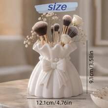 1/2pcs Elegant Bowknot Beaded Makeup Brush Holder, Ruffled Wavy Rim Cosmetic Storage Bucket, Multi-Functional Desktop Makeup Organizer, Ideal Gift For Women Home Decor - Multicolor - View 8