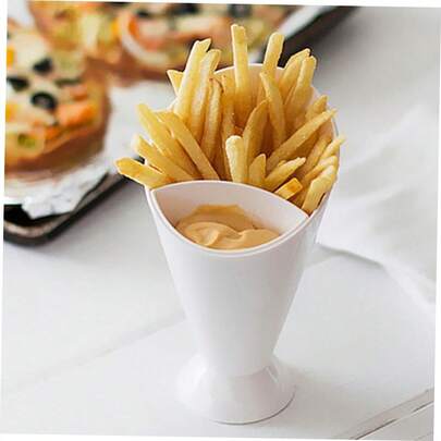2pcs Salad Cup Set Pp Material French Fries Holder Ketchup Dipping Bowl Restaurant Supplies For French Fry Cup Suitable For Home Hotel Ktv Parties