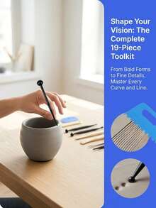 19/10Pcs Clay Sculpting Tools Set Plastic Scrapers Stylus Double Ended With Sponge For Pottery Crafts - Multicolor - View 4