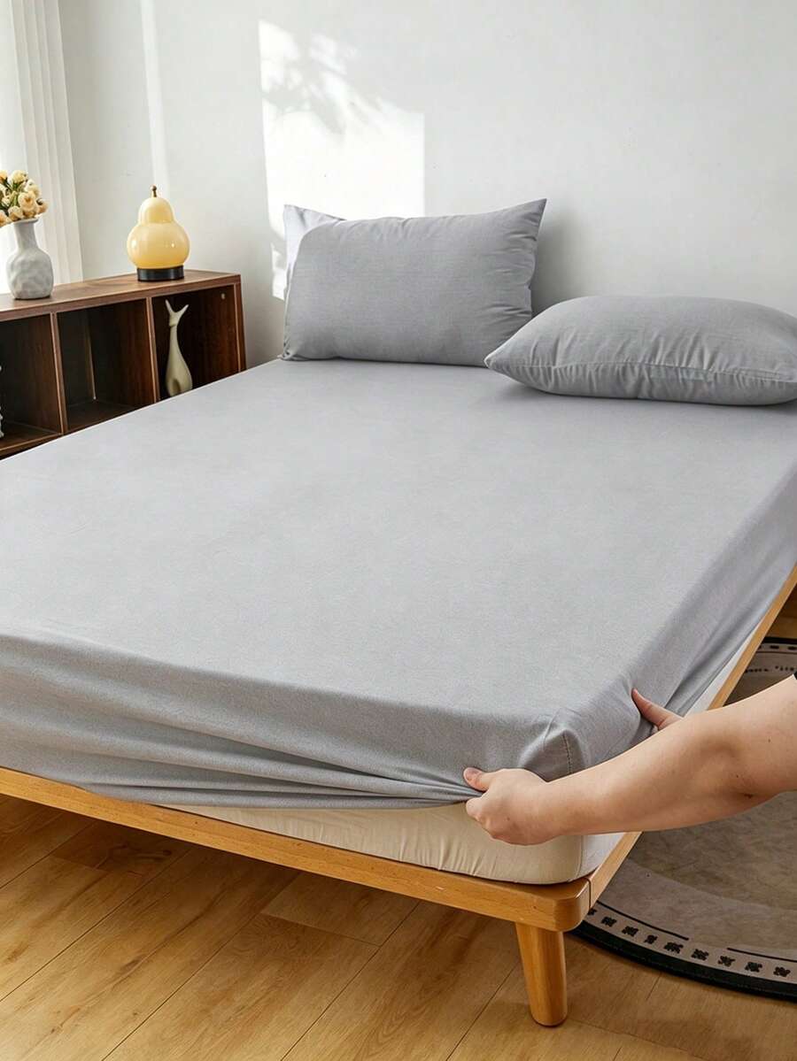 Juego de sábanas de 3 piezas suave y cómodo de cepillado de color camello - Gris Claro - Ver 1