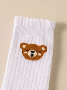 5 Pairs Kids Socks, Spring/Autumn Girls Bowknot Socks, White Student Style, Daily Party Wear - Multicolor - View 9