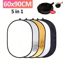 New Style 5‑In‑1 Oval Collapsible Photography Reflector Board 60*90cm Multi‑Disc Fill Light Diffuser 90x120cm Outdoor Studio Live Streaming Lighting Kits Photography Backdrop Props Accessories - View 11