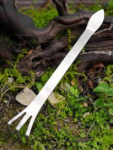 1pc Multi-Function Stainless Steel Bonsai Rake, Dual-Head Handheld Gardening Tool With 3-Prong Cultivator And Soil Compactor Shovel, Suitable For Bonsai Bud Pruning And Soil Loosening - Multiple Styles - View 9