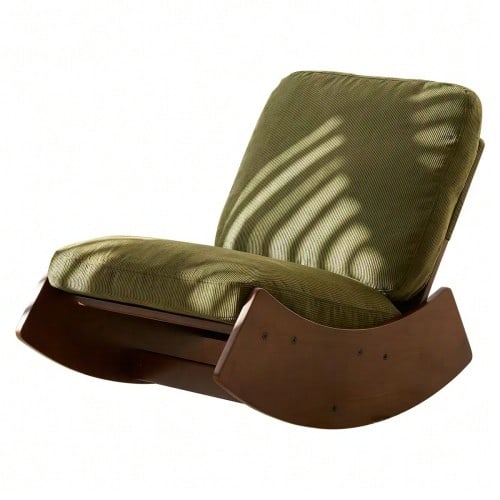 Comfortable Rocking Chair, High-Quality Upholstered Armchair, Solid Wood Frame, Perfect For Various Living Areas, Accent Reading Chair For Bedroom And Living Room - 綠色 - 查看 1