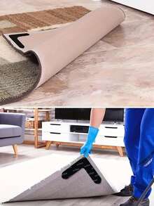 2/4/8/12pcs Reusable Carpet Fixer Strips – No Damage, Easy Clean, Perfect For Living Room, Bedroom & Bathroom - View 2
