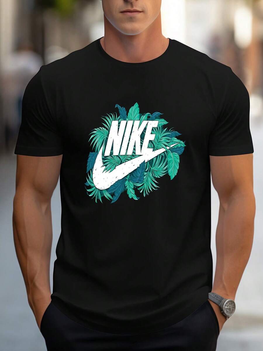 Men's Pure Cotton Short Sleeve T-Shirt Casual Summer Crew Neck Regular Fit Breathable Basic Daily Wear Comfortable Soft Tees For Men - 黑色 - 查看 1