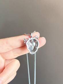 1pc Punk Style Heart Decor Women's Necklace - Silver - View 6