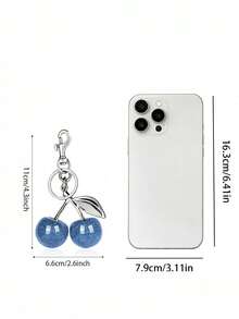 1/3pcs,11*6.6cm,Cherry And Pearl Keychain-An Elegant Crystal Keychain Featuring A Cherry Design. This Decorative Cherry Accessory Is Suitable For Women's Wallets, Handbags, Mobile Phones, And Backpacks, Making It An Ideal Gift For Friends And Women. - Multicolor - View 3