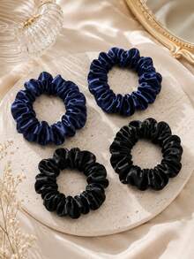 2/4pcs Minimalist Fashion Premium Satin Scrunchies Set For Women Hair Styling - Multicolor - View 2