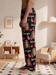 1pc Customized Printed Pajama Pants, Ideal Gift For Boyfriend Or Girlfriend, Suitable For Anniversary, Birthday And Various Holidays - Multicolor - View 6