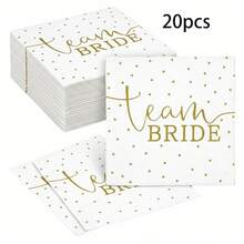 20入/40入/60入組 TeamBride 波點圖案餐巾紙，適合單身派對、新娘婚前派對，新娘與伴娘/婚禮餐桌裝飾 - 白色 - 查看 11