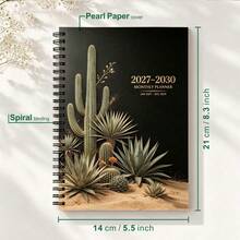 1PC A5 4-Year Monthly Planner 2027-2030 Nordic Simple Floral Cover Design, Spiral Bound 48-Month Calendar Notebook, Twin-Wire Premium Thick Paper With Tabs, Weekly Monthly Organizer For Student Office School - A5 - View 6