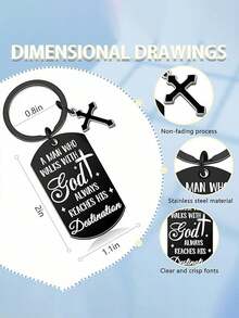 Christian Men's Keychain With Cross And Bible Verse. Stylish Car Accessory, Perfect Religious Gift And Thoughtful Present For Men's Baptism. - Multicolor - View 7