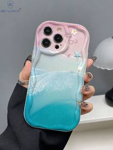 1件時尚貝殼與海星亮面印花加厚防摔手機殼，適用於 Apple 系列與系列 - 淺藍色 - 查看 6