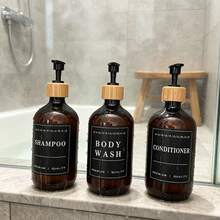 3pcs Shampoo Body Wash Dispenser 500ml, Empty Refillable Soap Dispenser Press Pump Bottles For Hair Conditioner Bathroom Shower Hotel Amenities - Long-necked Bottle - View 7