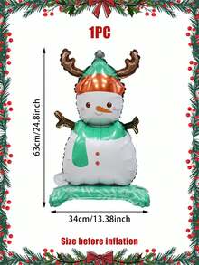 1/3件組聖誕立式鋁箔氣球套組，包含立式小聖誕樹、立式小雪人、立式小聖誕老人，適用於居家聖誕裝飾、商店櫥窗展示、聖誕派對、節日拍照背景 - 彩色 - 查看 9
