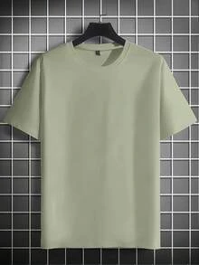 Men's Summer Crew Neck Casual T-Shirt And Casual Shorts Loungewear Set - Olive Green - View 2