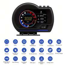 YNF Smart Car HUD Head-Up Display, OBD+GPS Dual Mode, Intelligent Driving Computer With Fault Diagnosis, Auto Light Sensing, KM/MPH Switchable Speedometer, 10 Display Interfaces, Universal For All Vehicles - P6 - View 4