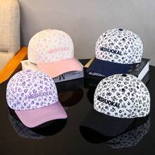 MESHUOKAI Ditsy Floral Print Letter Graphic Baseball Cap, Contrast Color Brim Adjustable Casual Sun Protection Peaked Cap For Women - A - View 8