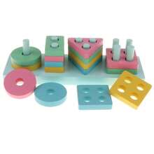 Montessori Wooden Educational Toy Stackable Shapes And Colors - Multicolor - View 6