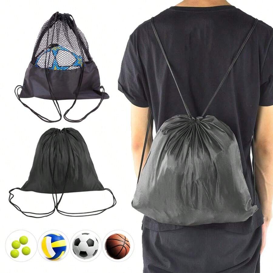 1pc Single Ball Bag, Balls Storage Bags, Drawstring Sling Backpack For Soccer Basketball Football Volleyball Rugby