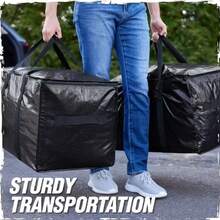1 buah Tas Penyimpanan Portabel Ekstra Besar Tahan Beban Berat dengan Tutup, Tas Jinjing Kapasitas 50 lbs, Tas Penyimpanan Pakaian Musim Dingin, Cocok untuk Pindahan, Pegangan Kuat, Desain Ritsleting - MultiWarna - View 2