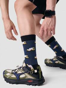 1/5/10 Pairs Men's Mid-Calf Socks, Car Pattern Versatile Unisex Sports Style Long Socks, Fun Socks, Crazy Happy Socks - Multicolor - View 14