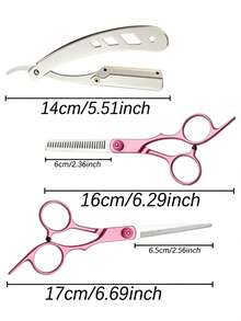 3pcs/Hair Scissors Set, Stainless Steel Hair Cutting Scissors Set, Professional Hair Thinning Scissors, Suitable For Hairdressers And Home Use - Multicolor - View 2