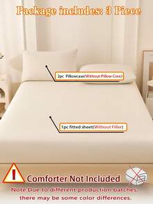 Camel Brushed Soft & Comfortable 3 PiecesBedsheet Set - Apricot - View 8