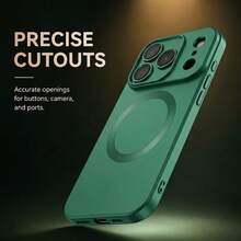 1件裝 綠色金屬漆時尚磁吸軟磨砂手機殼，適用於 iPhone 17 Pro Max 17Pro 17 Air 17e 16 16E 15 14 Plus 13 12 11 Pro Max，玻璃鏡頭無線充電保護殼 - 綠色 - 查看 7