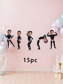 5/10/15pcs Custom Face Male Dancer Banner, Personalized Photo Bunting Banner, Bachelorette Hen Party Funny Photo Prop Decorations - Multicolor - View 13