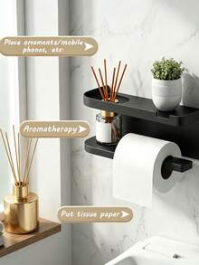 No-Drill Wall-Mounted Paper Towel Holder With Storage Shelf, Multi-Roll Paper Towel Dispenser, Space-Saving For Kitchen Countertop, Cabinet, Office, Bathroom Accessory, Halloween Home Bathroom Decor - Multicolor - View 8