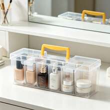 7pcs Large Capacity Transparent Plastic Storage Boxes, Waterproof Portable Storage With Handles, For Cotton Swabs, Cotton Pads, Makeup Remover Storage, Desktop Makeup Storage Box, Room Decor - Multicolor - View 4