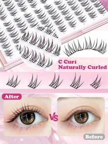 MAANGE 100 Clusters Self-Adhesive Idol Style False Eyelashes, Easy To Apply With Press-On Design, Breathable, Black U-Shaped Lashes, Korean Idol Style, Short Natural False Eyelashes, 11mm Thin And Long Lashes, Transparent Root, Lively Energy Style Eyelash Extensions, Eyelashes, Lash Clusters, Gift For Women - D - View 8