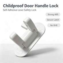 1/2pcs Door Handle Lock, Child Safety Lock, Durable ABS Material With Adhesive Backing, Adult One-Handed Operation Without Tools - A - View 1